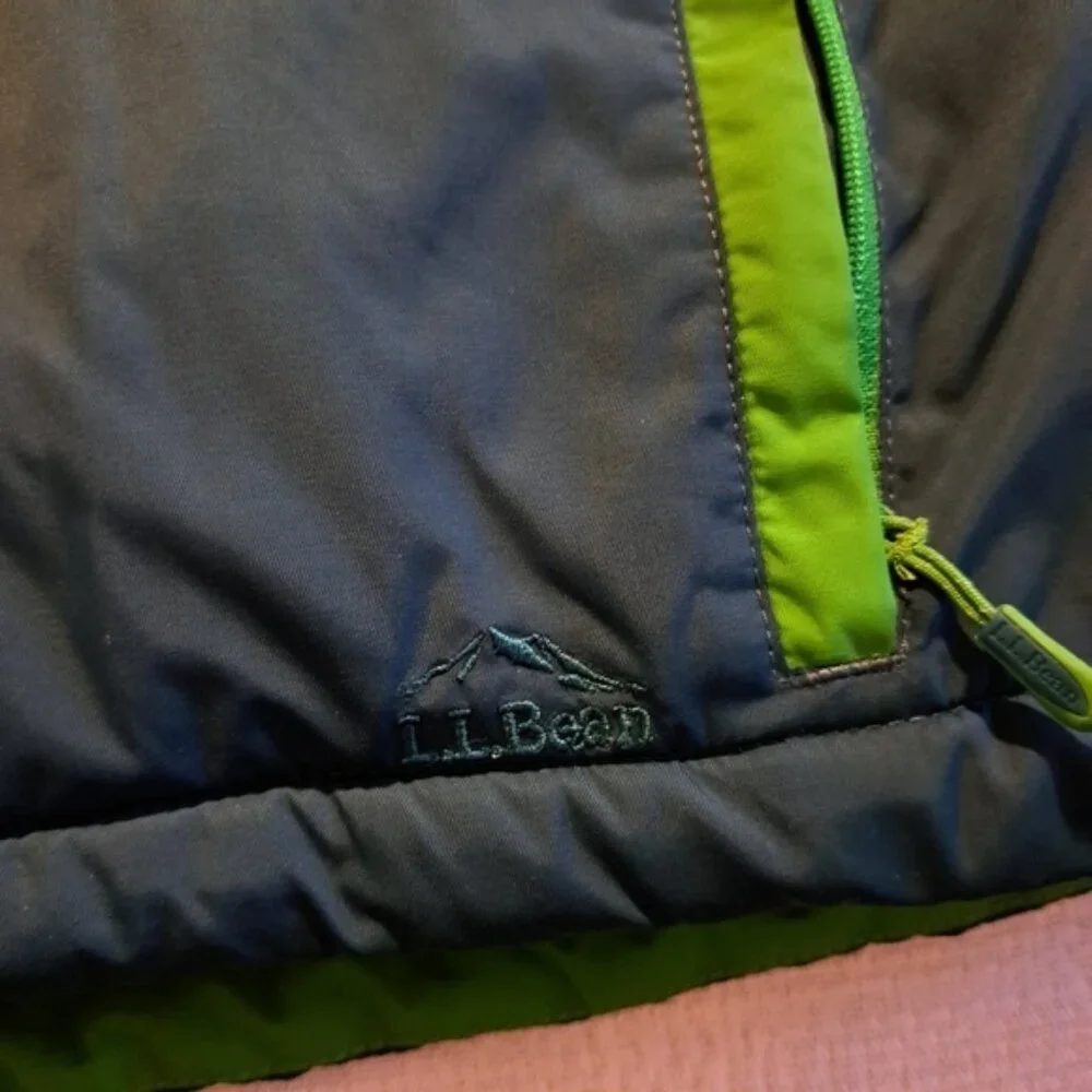 L. L. Bean boys size XL or 18 green & gray winter jacket fleece lined body - Picture 8 of 9